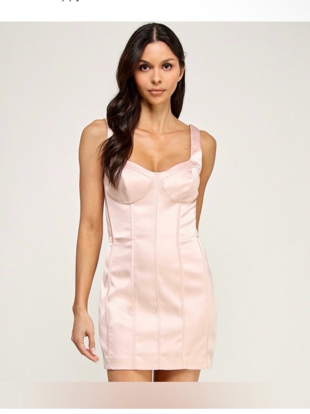 Seni & Cade Blush Pink Satin Bustier Bodycon Dress
